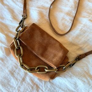 Free People Mini Crossbody Suede Bag with Chain